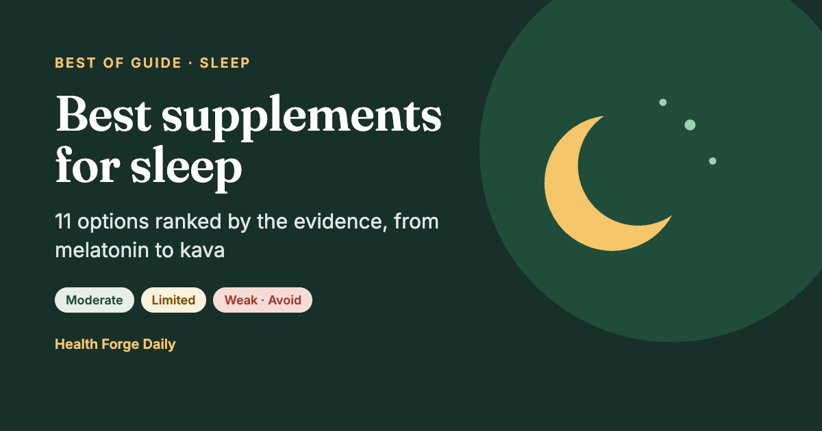 Crescent moon illustration for a guide ranking 11 sleep supplements by evidence grade